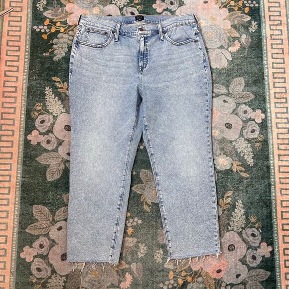 J. Crew Essential Straight Cropped Jeans Womens 35 Light Blue High Rise Raw Hem - Picture 9 of 16
